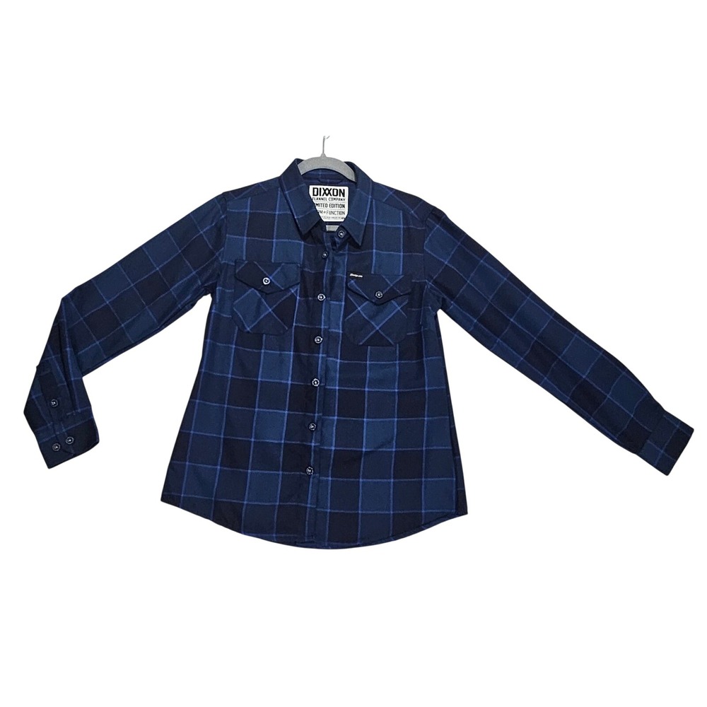 Dixxon Flannel Shirt Womens M Limited Edition Plaid Blue Long Sleeve Button Up